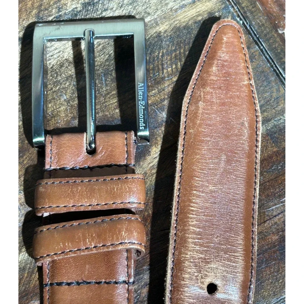 Allen Edmonds Brown Calfskin Leather Belt Mens Size 40 1.25